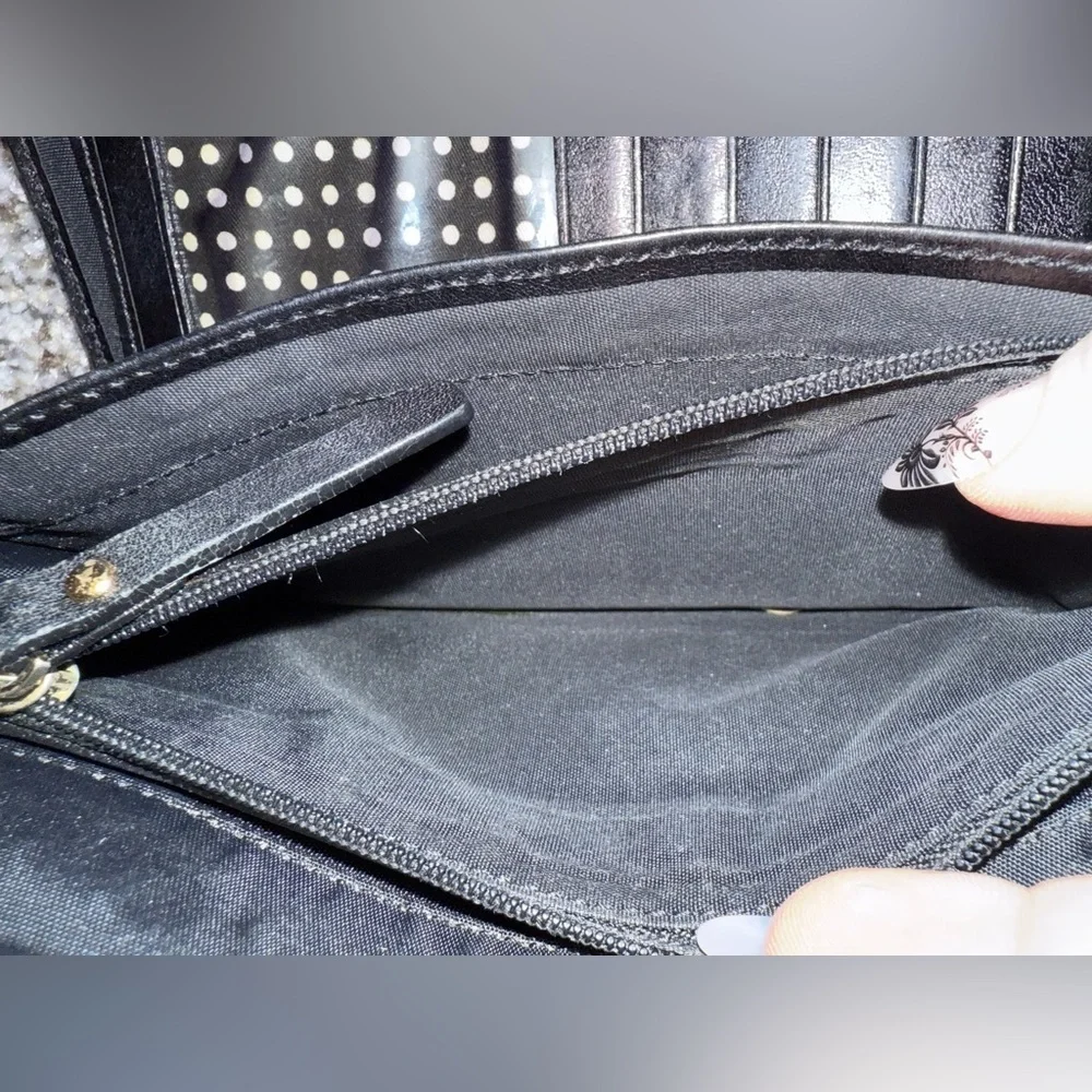 Kate spade black nylon trifold snap wallet